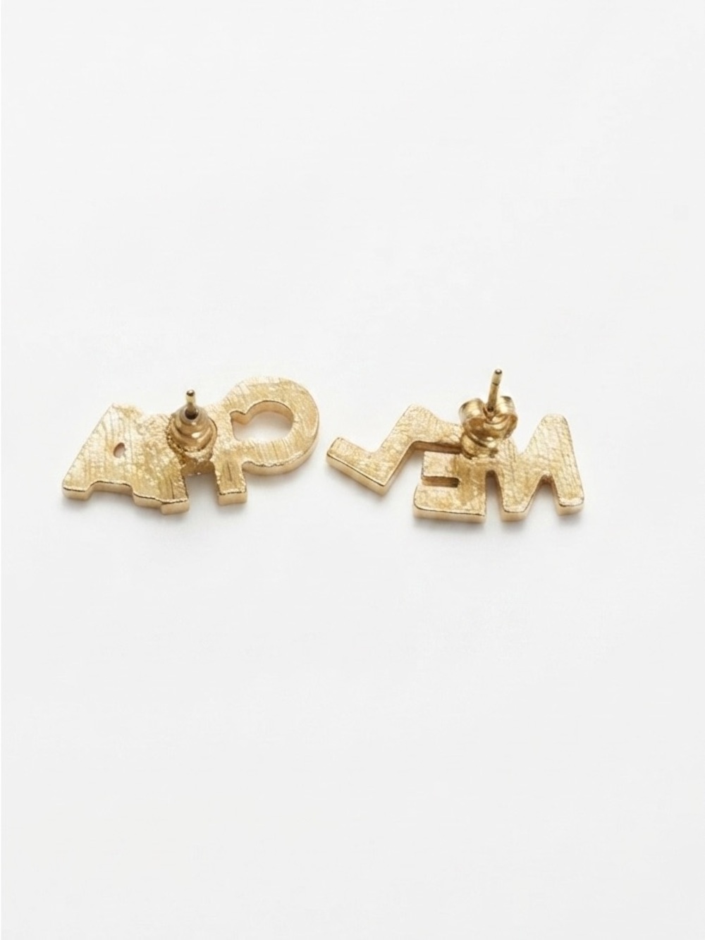 Gold Rhinestone/Crystal Lettered Stud Earrings - Picture 5 of 5